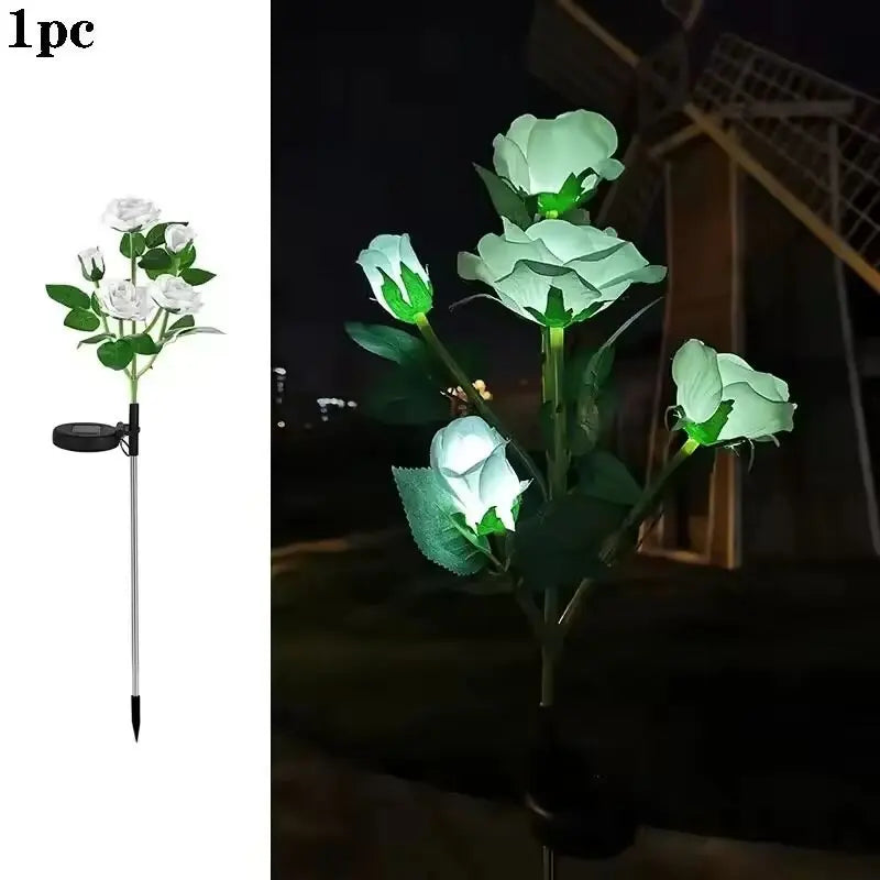 1PC Solar 5-Head Rose Flower LED Light,Outdoor Plug-in Decoration Lights,Landscape Lightting For Garden Lawn Yard Path Graveyard from PriceLows™