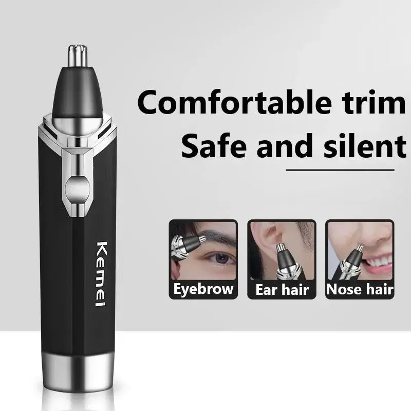 Kemei Nose Hair Trimmer | Rechargeable Wet Dry | Stainless Steel Blades