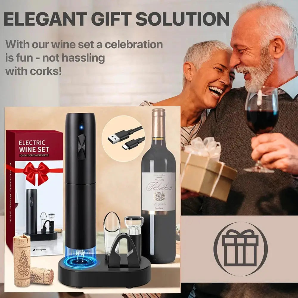 Electric Wine Bottle Opener Automatic Red Wine Corkscrew Rechargeable Wine Opener with Charging Base Tools Kitchen Accessories from PriceLows™