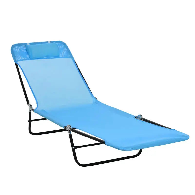 Outsunny Folding Chaise Lounge Chair, Pool Sun Tanning Chair, Outdoor Lounge Chair with Reclining Back, Breathable Mesh Seat, Headrest for Beach, Yard, Patio, Blue from PriceLows™