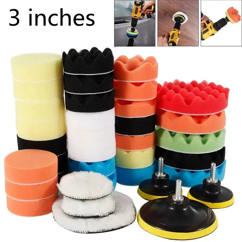 Polishing Sponge Pads Kit | Reusable Foam Buffers | Curved Washable Wool Pads