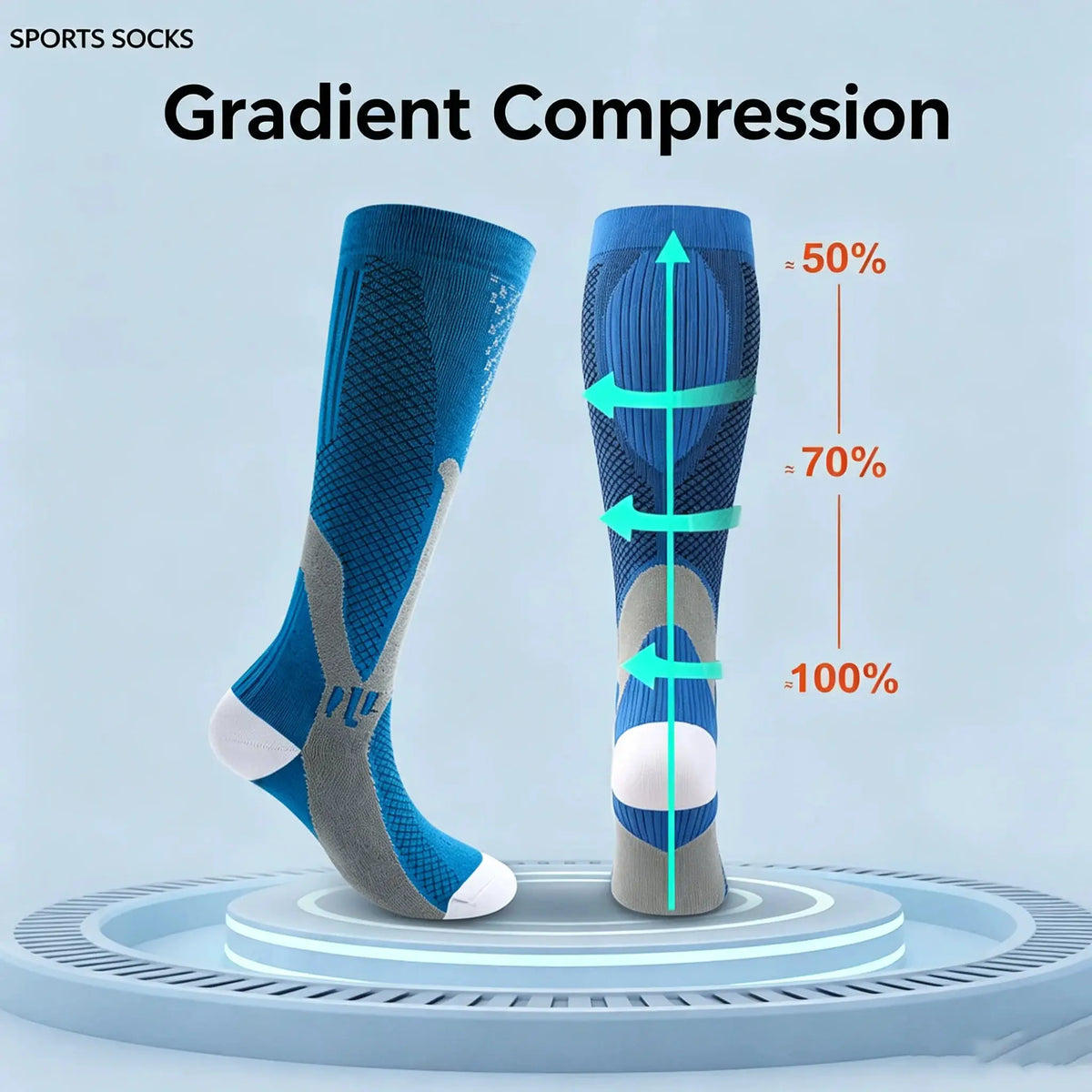 Compression Socks | Crew Height | Unisex Athletic | Graduated Support