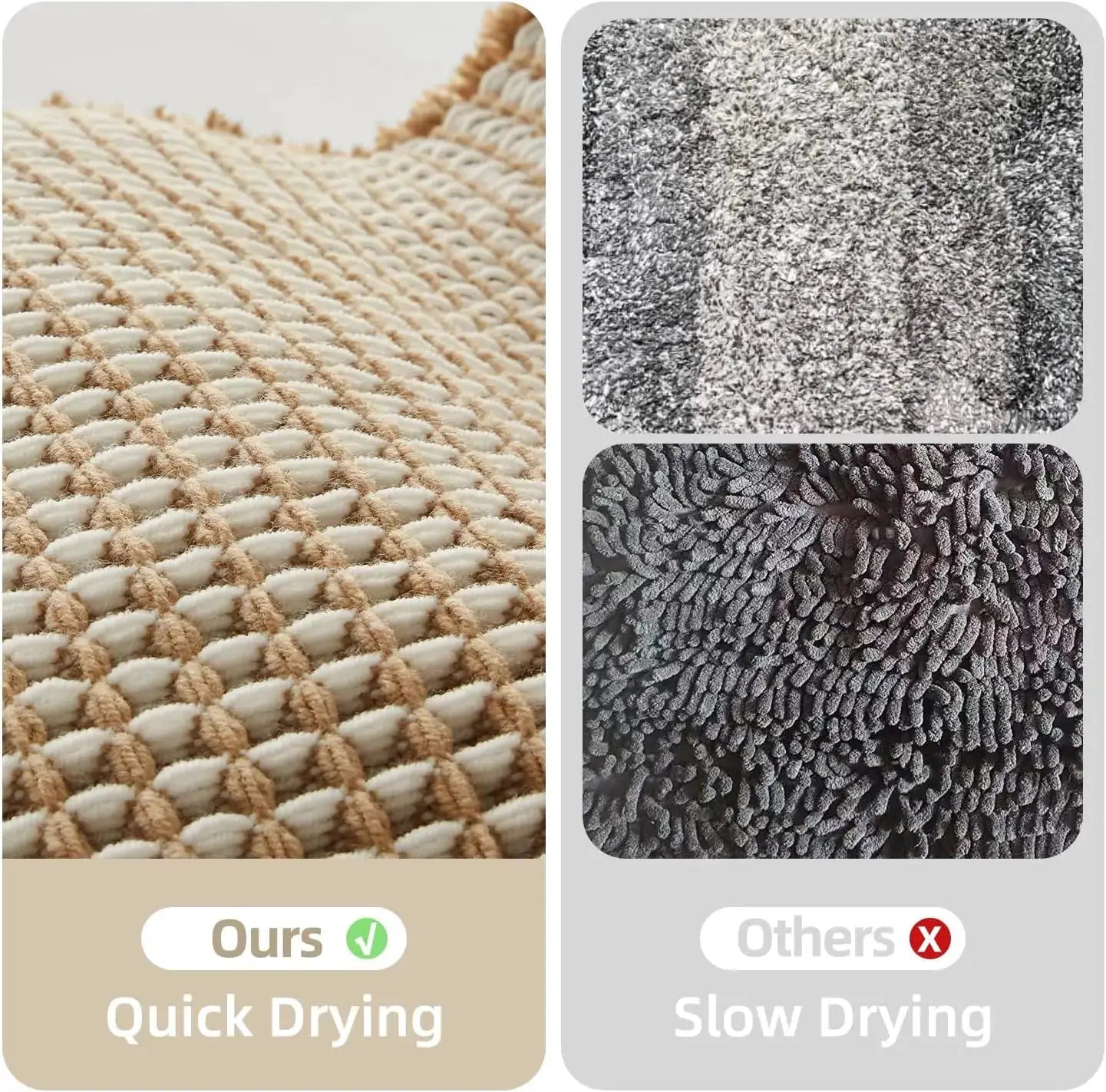 Waffle Bath Mat Set Non Slip Bathroom Rug Super Absorbent Soft Machine Washable Floor Mat with Tassels from PriceLows™