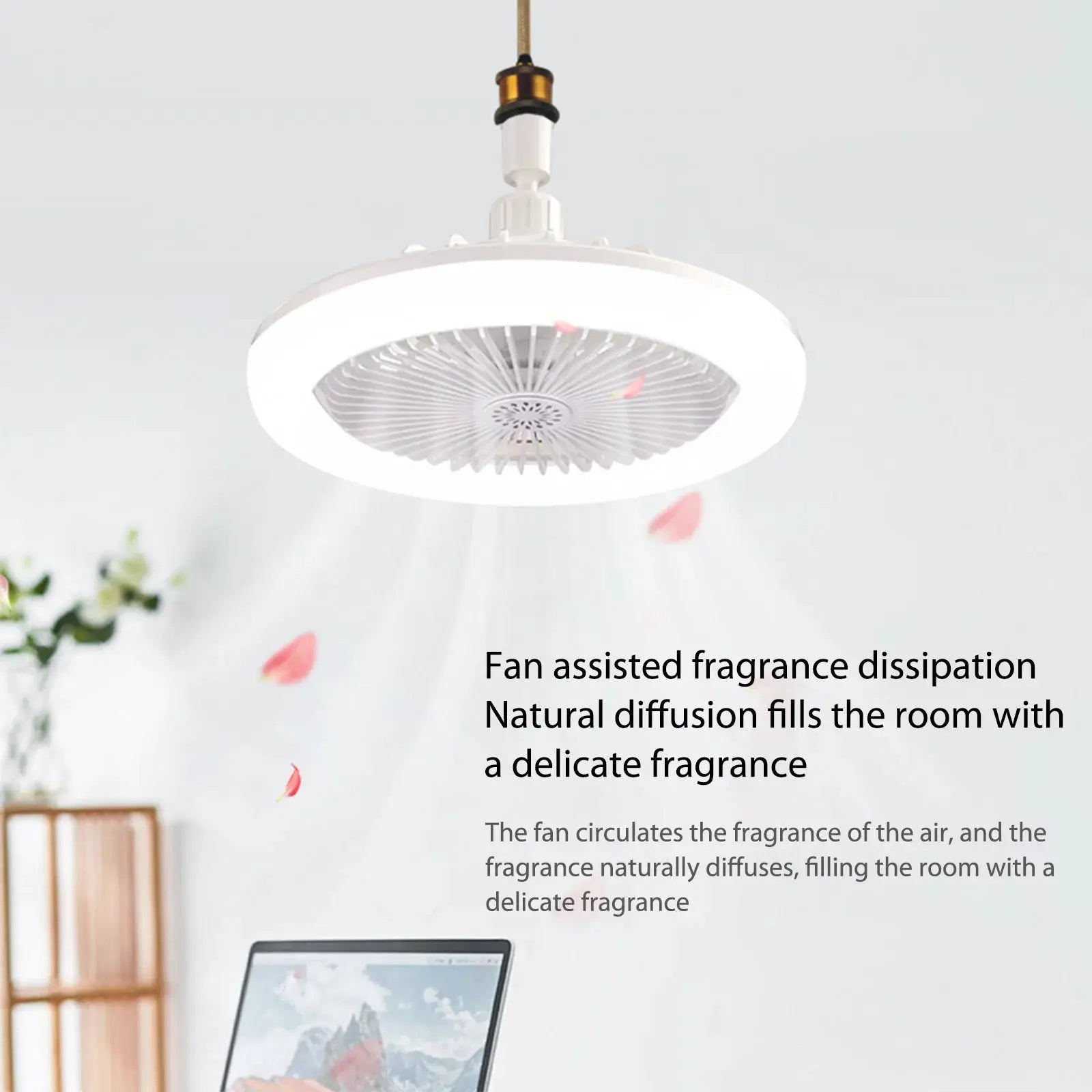 LED Fan Lamp Universal E27 Light Holder Aroma Ceiling Fan Lights with Remote Control 3 Speeds Wind Mute for Bedroom Dormitory from PriceLows™