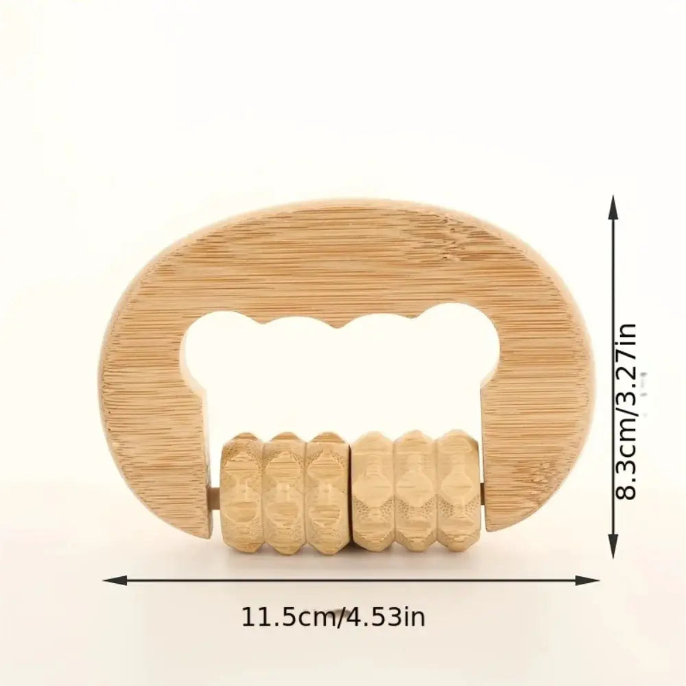 Bamboo Manual Roller Tool | 3-Segment Design | Acupoint Massage | For Neck And Waist