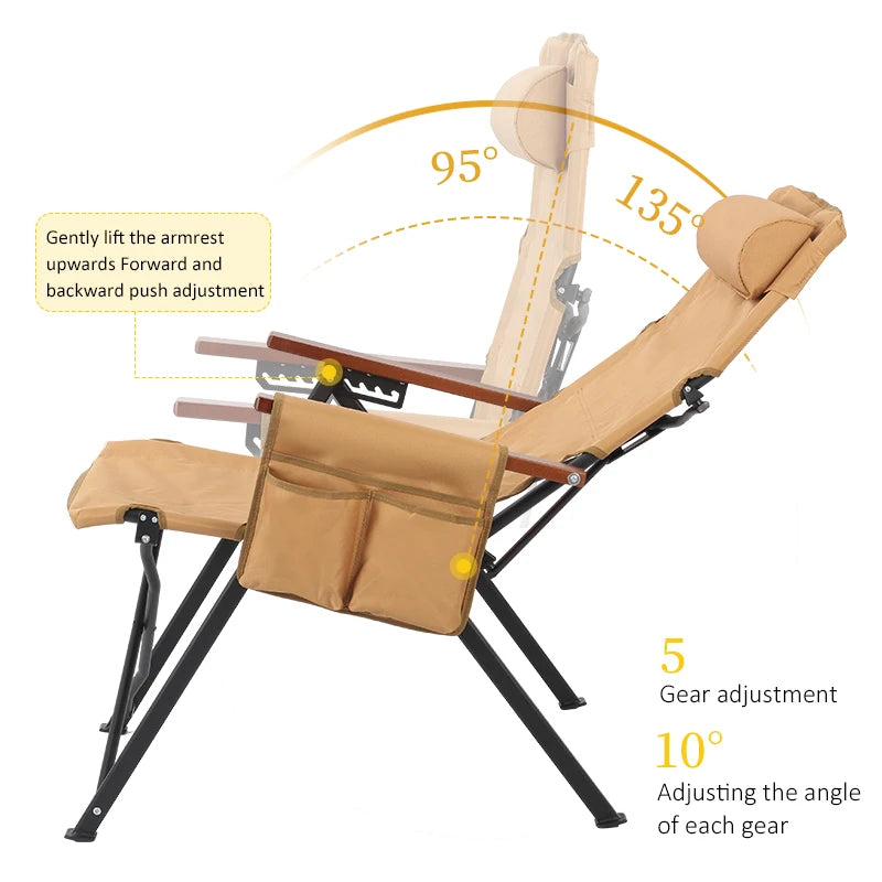 Adjustable Folding Chair | 5-Position | Pillow Armrests