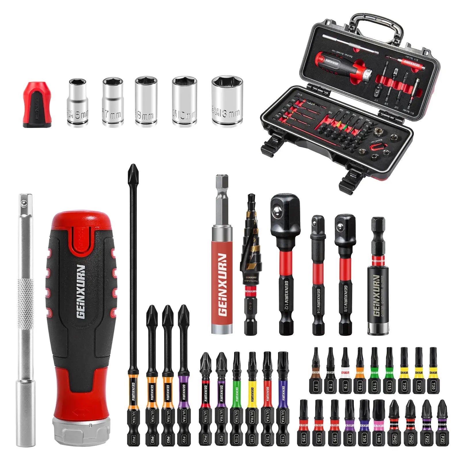 Geinxurn 42Pcs Tools Set Packaged with Rachet Screwdriver Handle,S2 Screwdriver Bits and Bit Holder for Home Repairs DIY from PriceLows™