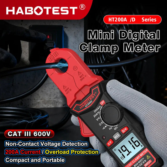 HABOTEST HT200A/D Digital True RMS Multimeter AC/DC 200A Clamp Tester Capacitance Measurement 20MHz Frequency CE RoHS Certified from PriceLows™