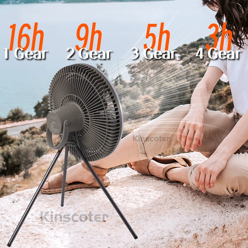 Outdoor Camping Fan | 10000mAh Battery | LED Lighting | 11 Inch