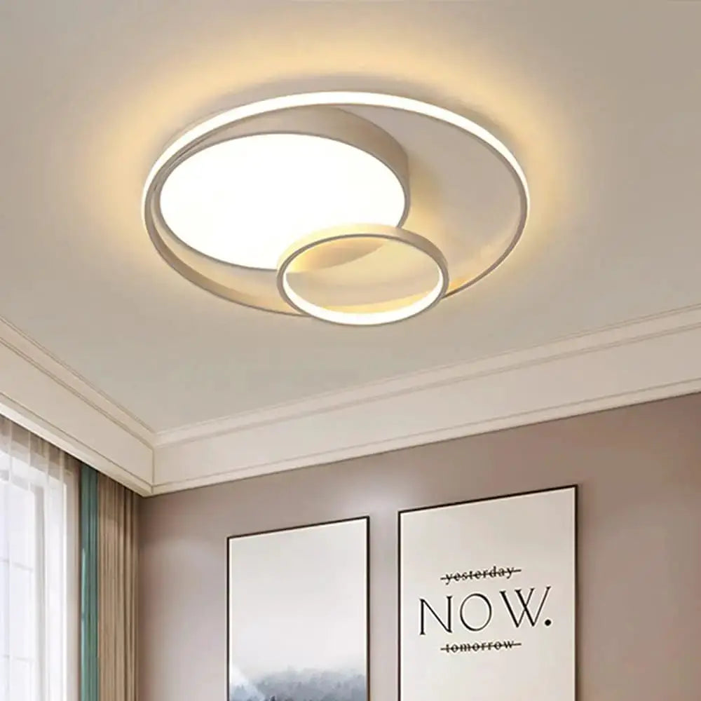 3-Rings LED Flush Mount Ceiling Light 3-Color Dimming Round Chandelier Modern 55W Dimmable Lamp Living Room Kitchen Lights from PriceLows™