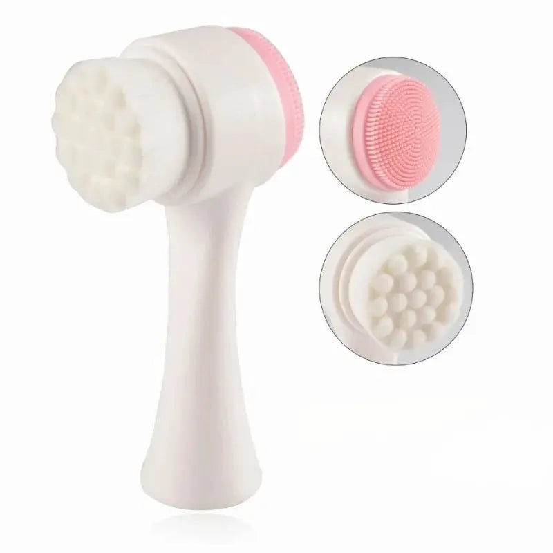 Facial Cleansing Brush | 2-in-1 Silicone And Bristle | Pore Cleanse And Massage