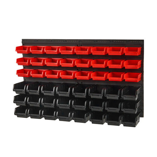 SucceBuy 48pcs Parts Storage Bins Wall Mounted Garage Containers with Wall Panels Tool Organizer for Nuts Bolts Screws Nails from PriceLows™
