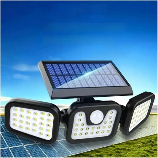 72 LED Three-Head Solar Wall Light with Human Body Motion Sensor - Waterproof Adjustable Garden Street Light from PriceLows™