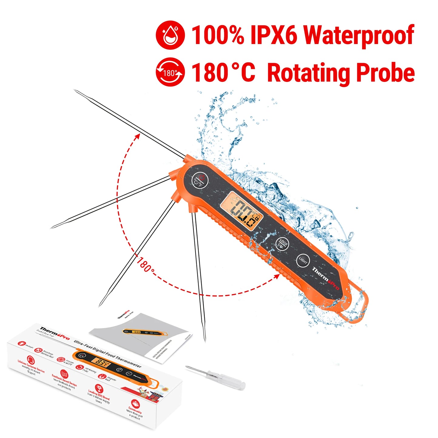 Digital Meat Thermometer | Waterproof | Probe Length 10 cm | One Size