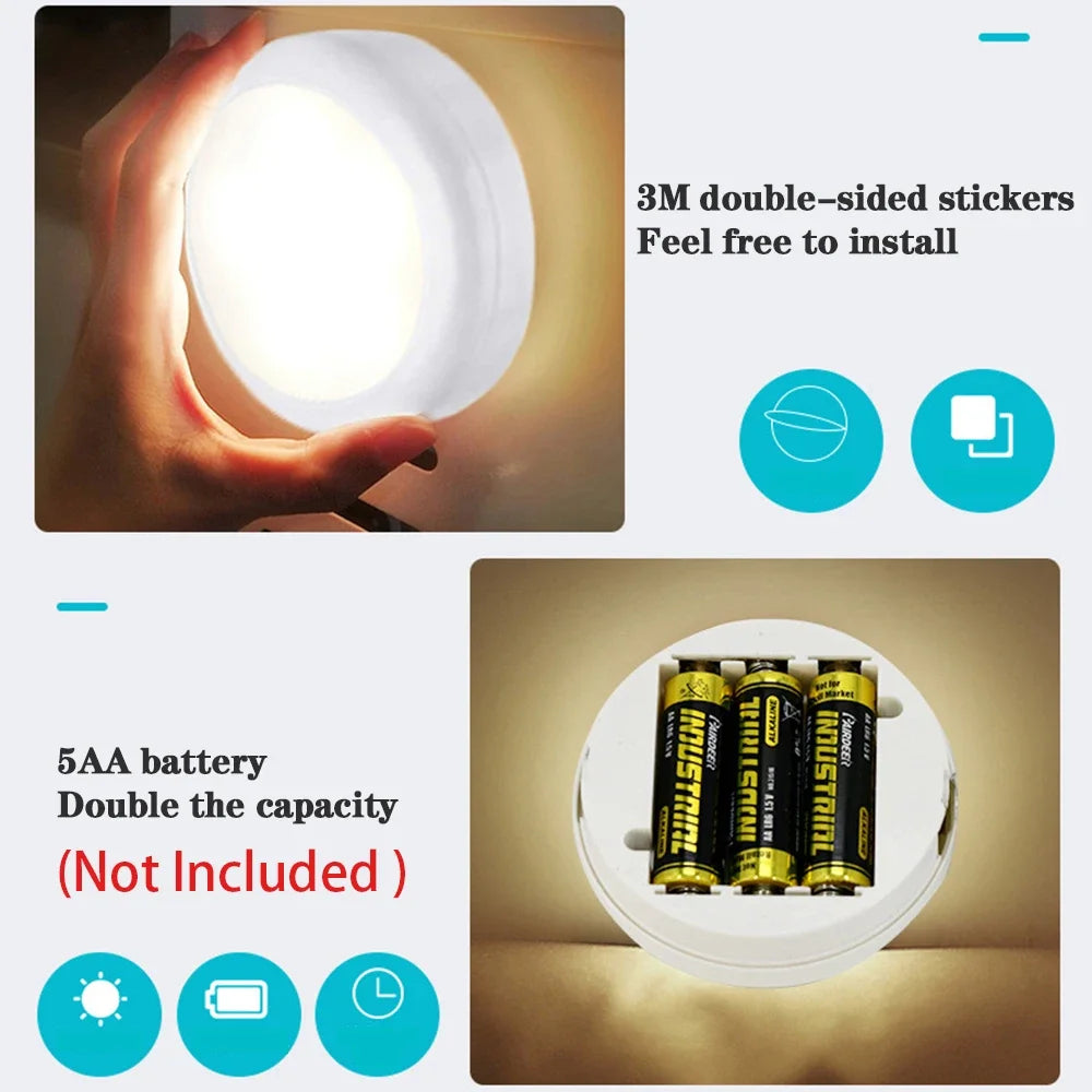 LED Night Light | AAA Battery Powered | Dimmable Multicolor | Adhesive Sticker