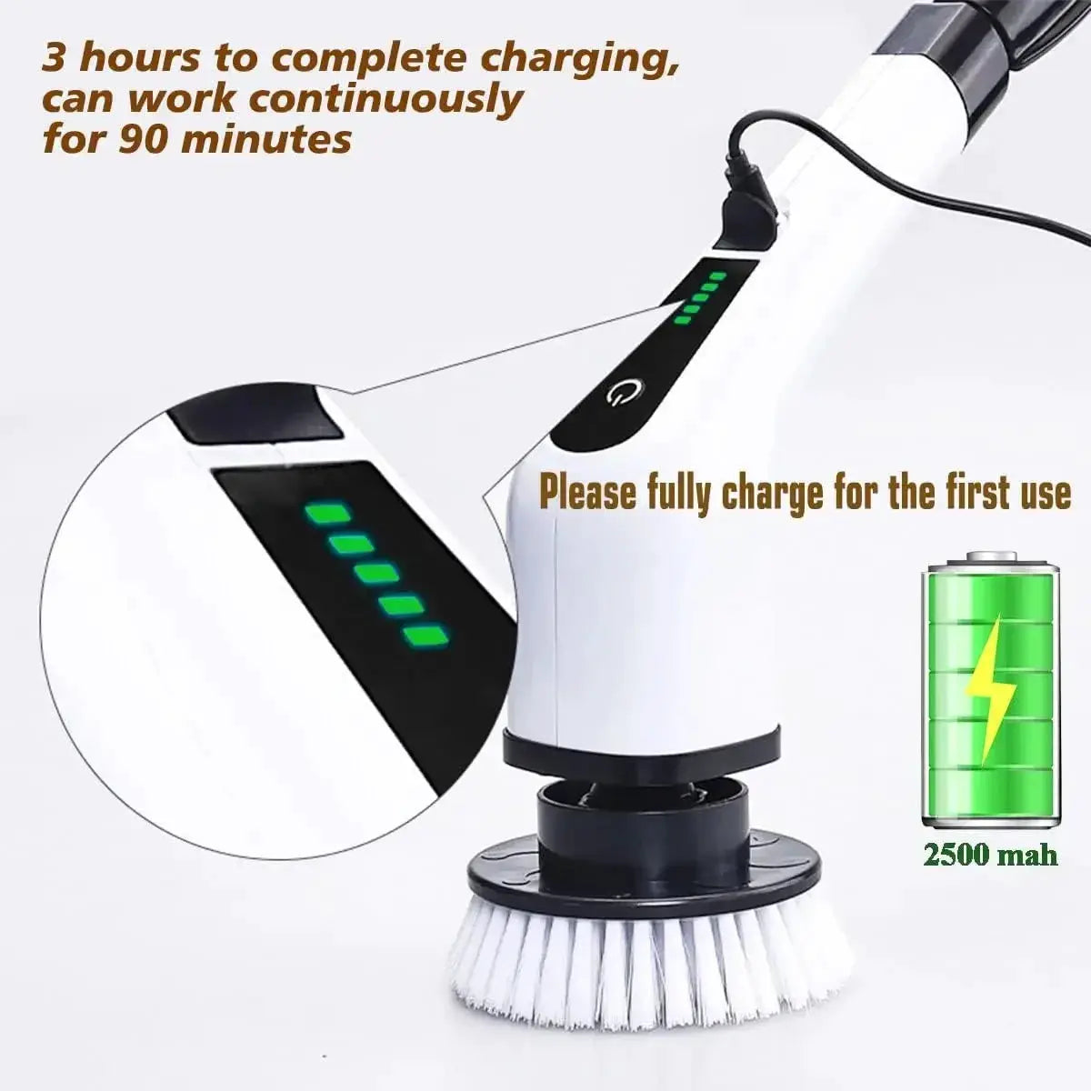 Electric Cleaning Brush | Cordless Spin Scrubber | Kitchen And Bathroom | Pack