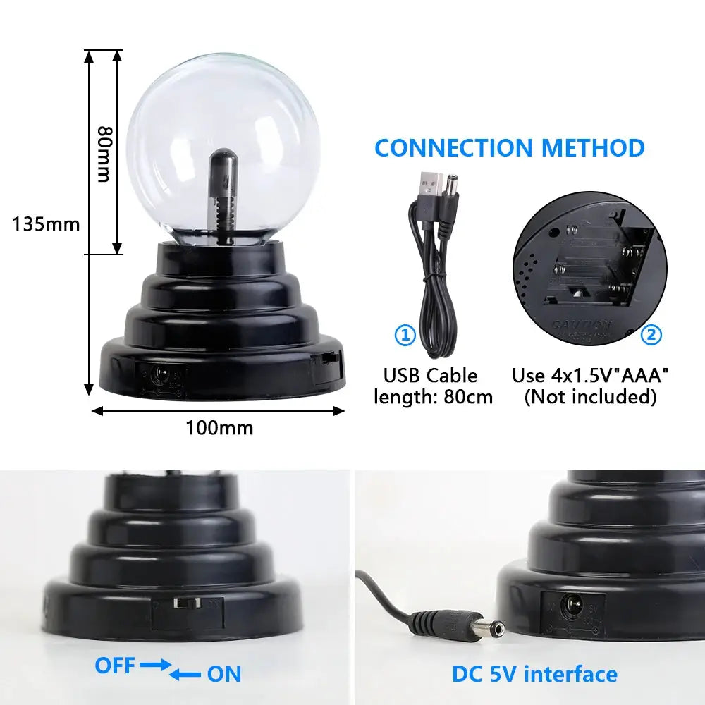 3/6/8 Inch Novelty Magic Crystal Plasma Ball Touch Lamp LED Atmosphere Night Light Kids Gift Birthday Christmas Plasma Lamp from PriceLows™