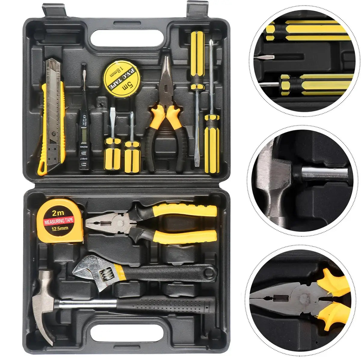 8/9/12/13Piece Tools Set General House hold Hand Tool Kit with Plastic Toolbox Storage Case Used to Car repair And home Repair from PriceLows™
