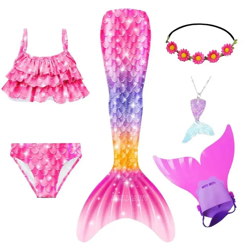 Mermaid Costume for Girl Mermaid Tail for Swimming Can Add Monofin Fin Girls Ariel Mermaid Costumes Cosplay Birthday Gift from PriceLows™