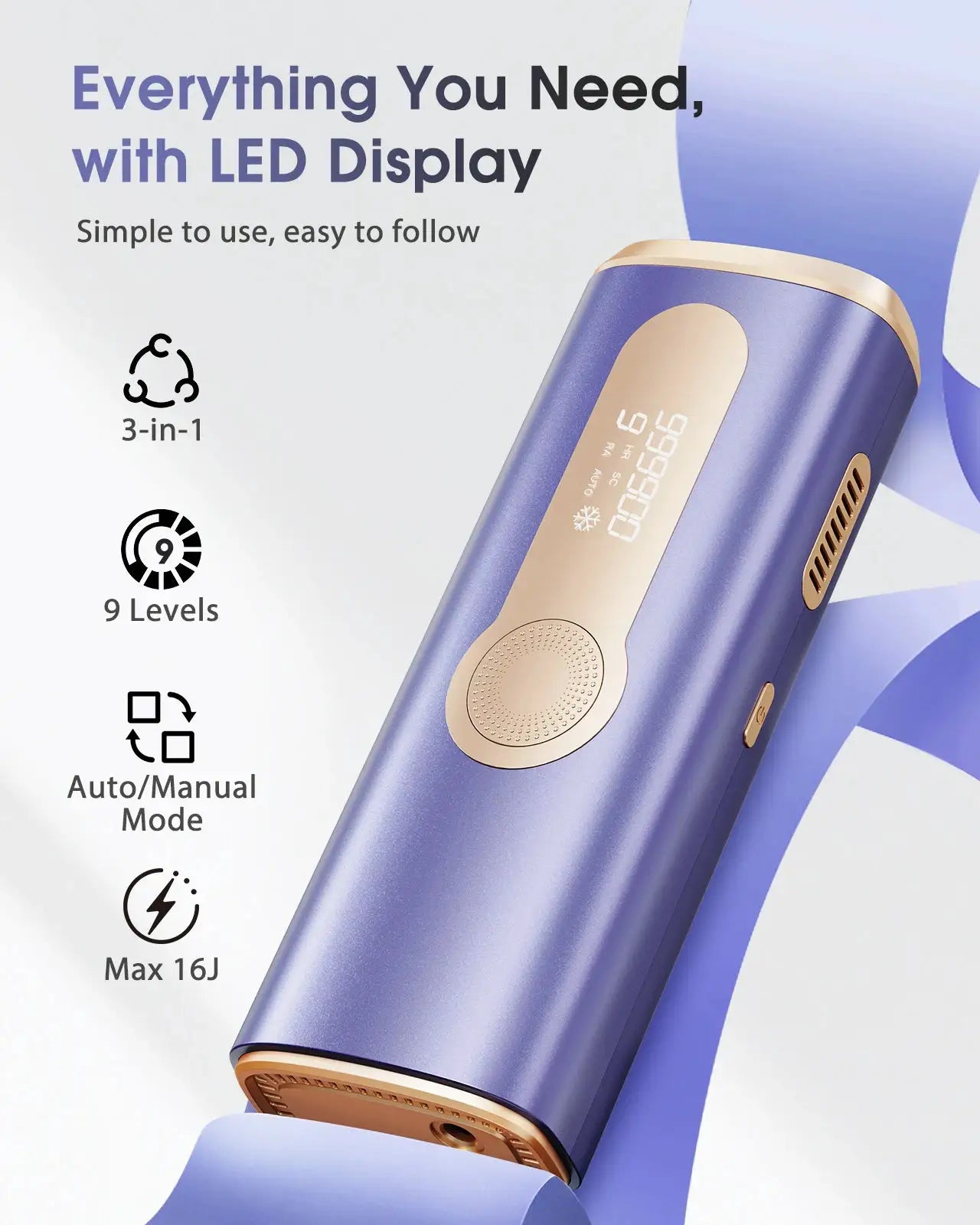 Ipl Hair Removal Device | 90 Minute Battery | Ice Cooling Nozzle | Face And Body