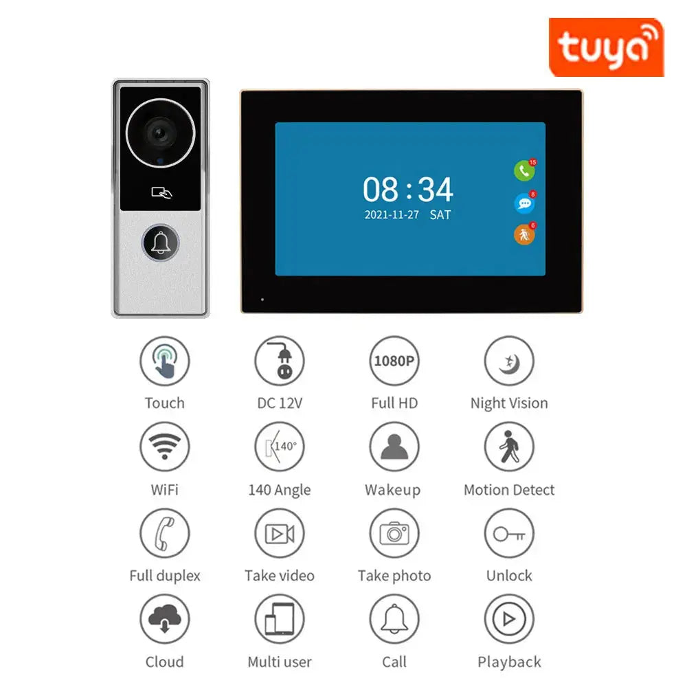 Smart Video Intercom | 1080P HD Camera | Touch Monitor | 7 10 Inch