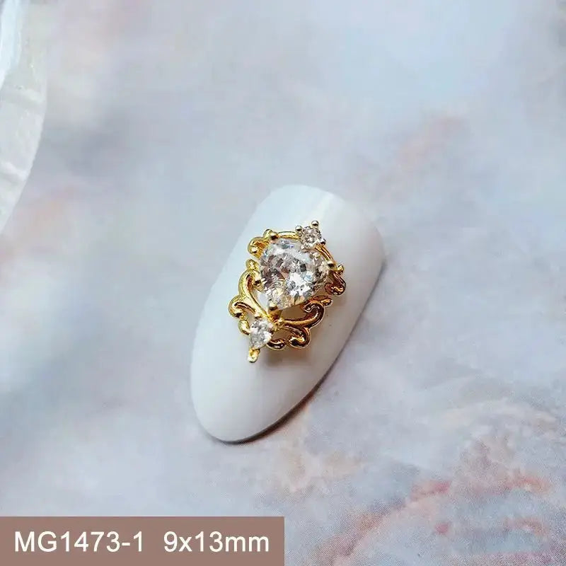 10pcs Valentine's Day Pink Love Heart Ribbon Zircon Metal Nails Jewelry Decorations Nail Art Accessories Charms Parts Supplies from PriceLows™