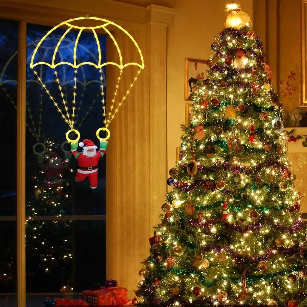 LED Christmas Parachute Lights | USB Powered | Santa Claus Design