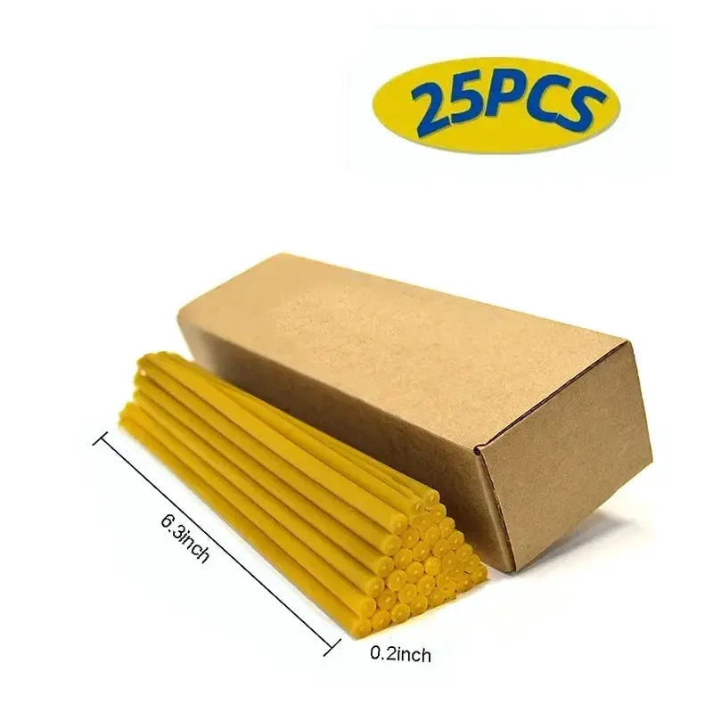 Natural Beeswax Hanukkah Candles | Thin Taper | Unscented | 25 Pack