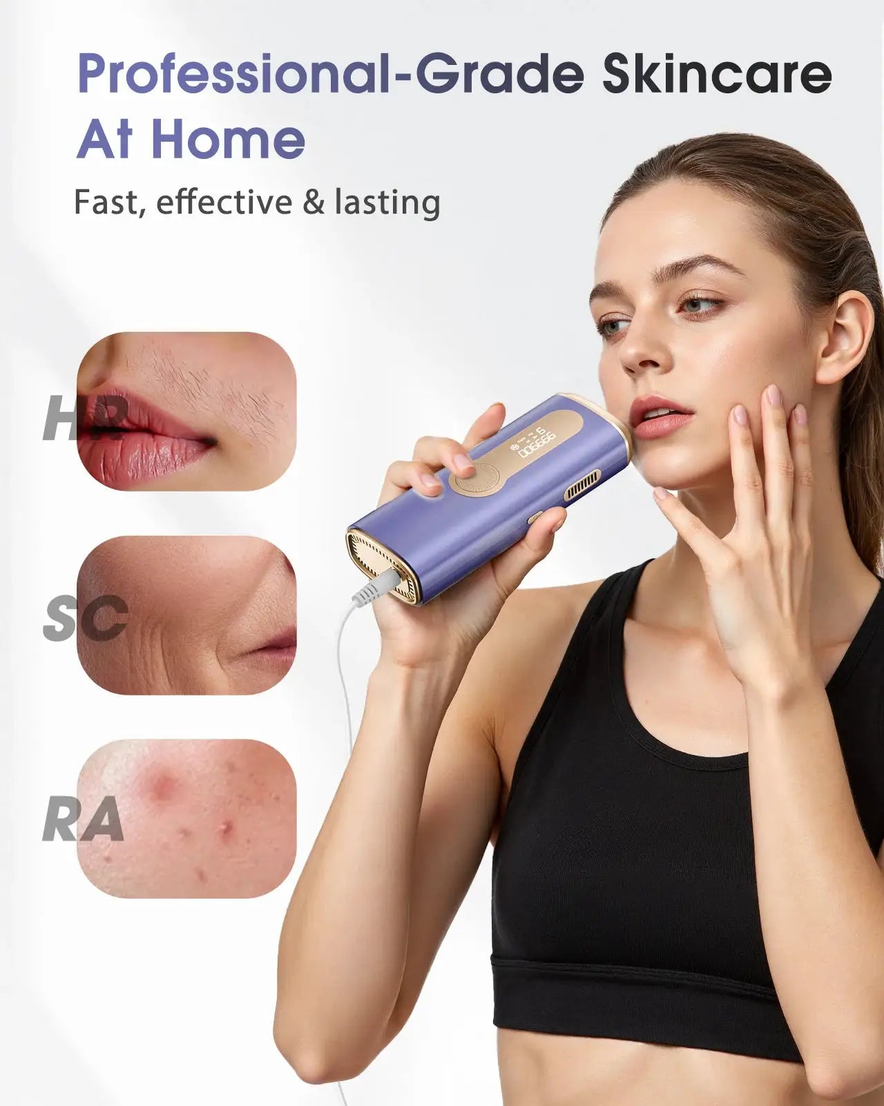 Ipl Hair Removal Device | 90 Minute Battery | Ice Cooling Nozzle | Face And Body