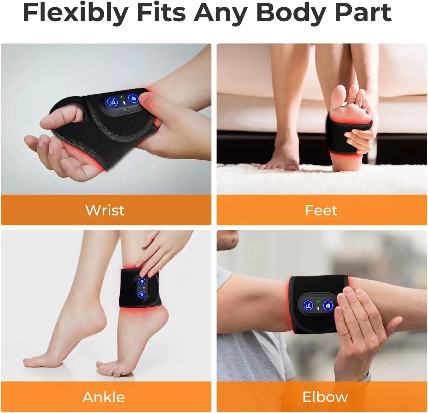 Red Light Therapy Wrist Wrap | 660Nm 850Nm | Rechargeable | Wireless Hand Support