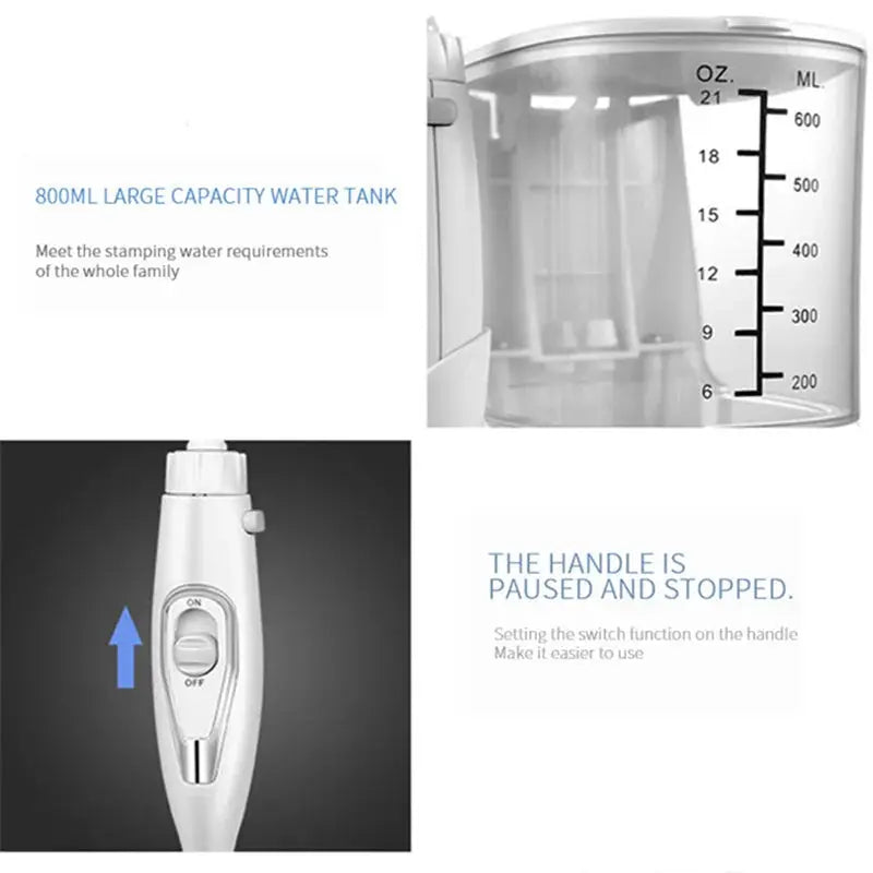 Water Flosser | 800 mL Reservoir | 10 Modes | 5 Nozzles Included