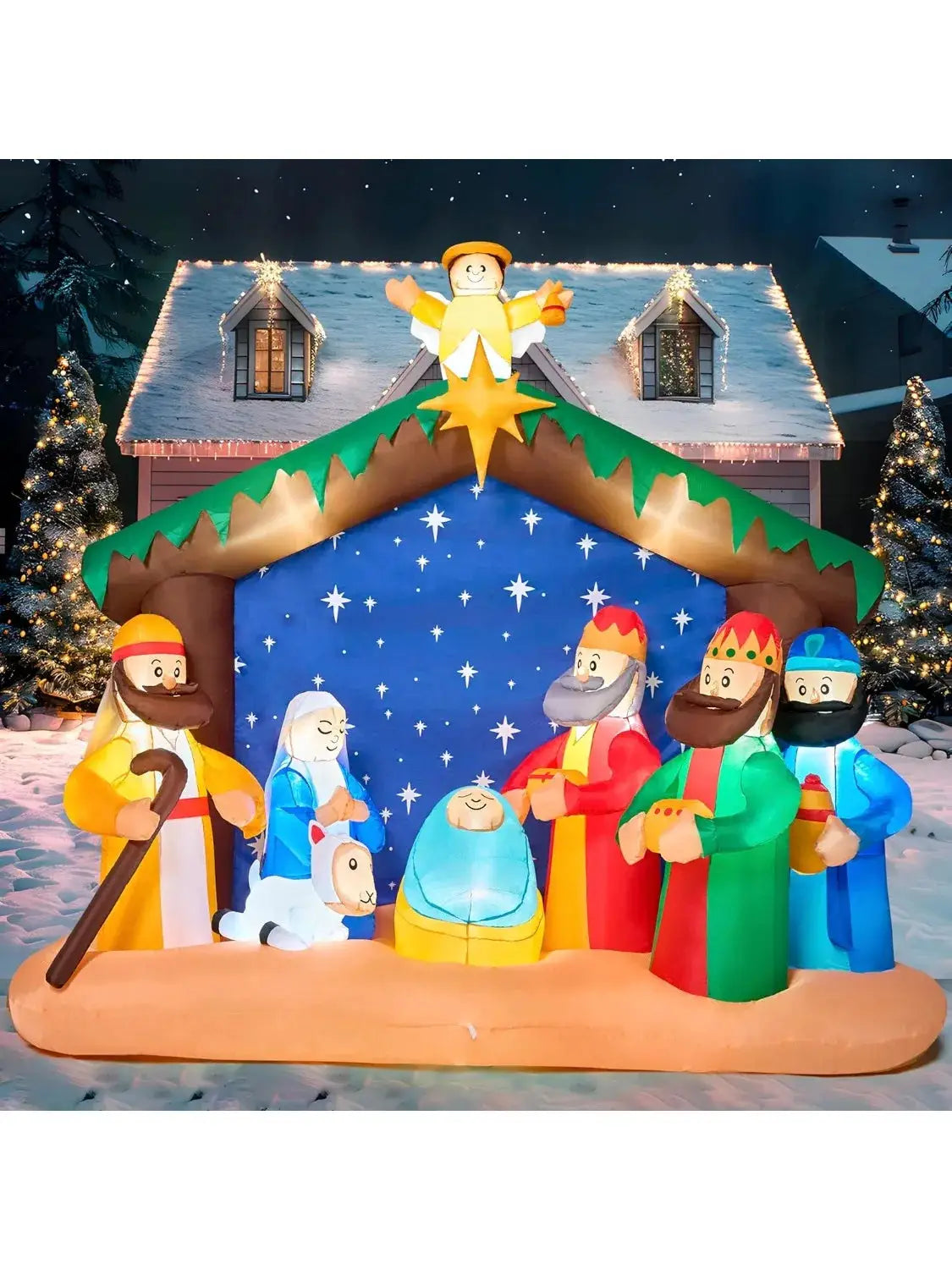Christmas Nativity Inflatable | 8 Ft LED | Outdoor Yard Decor | One Size