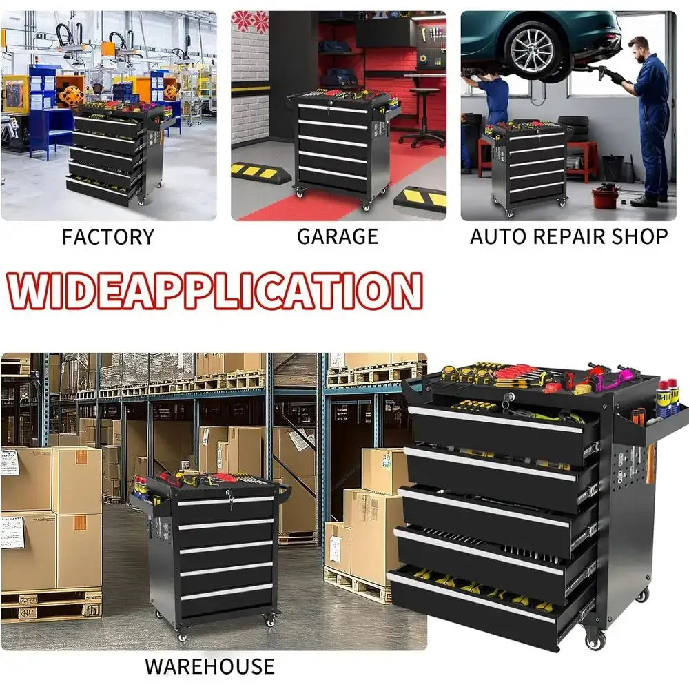 5 Drawers Rolling Tool Chest with Wheels, Lockable Portable Metal Tool Box Workbench for Garage Workshop Warehouse from PriceLows™