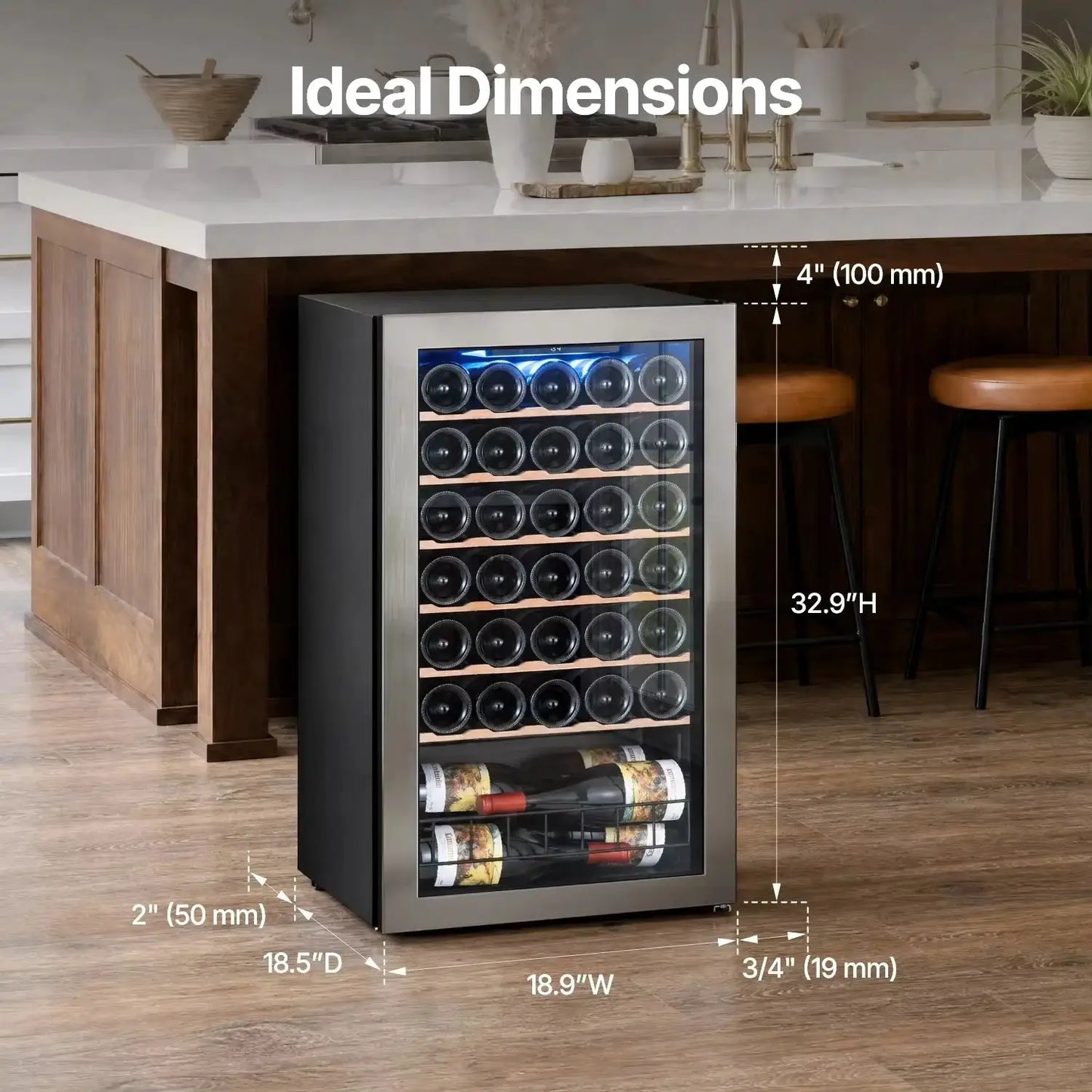 34 Bottle 95L Wine Cooler Refrigerator Quiet Freestanding Wine Fridge for Home/Office from PriceLows™