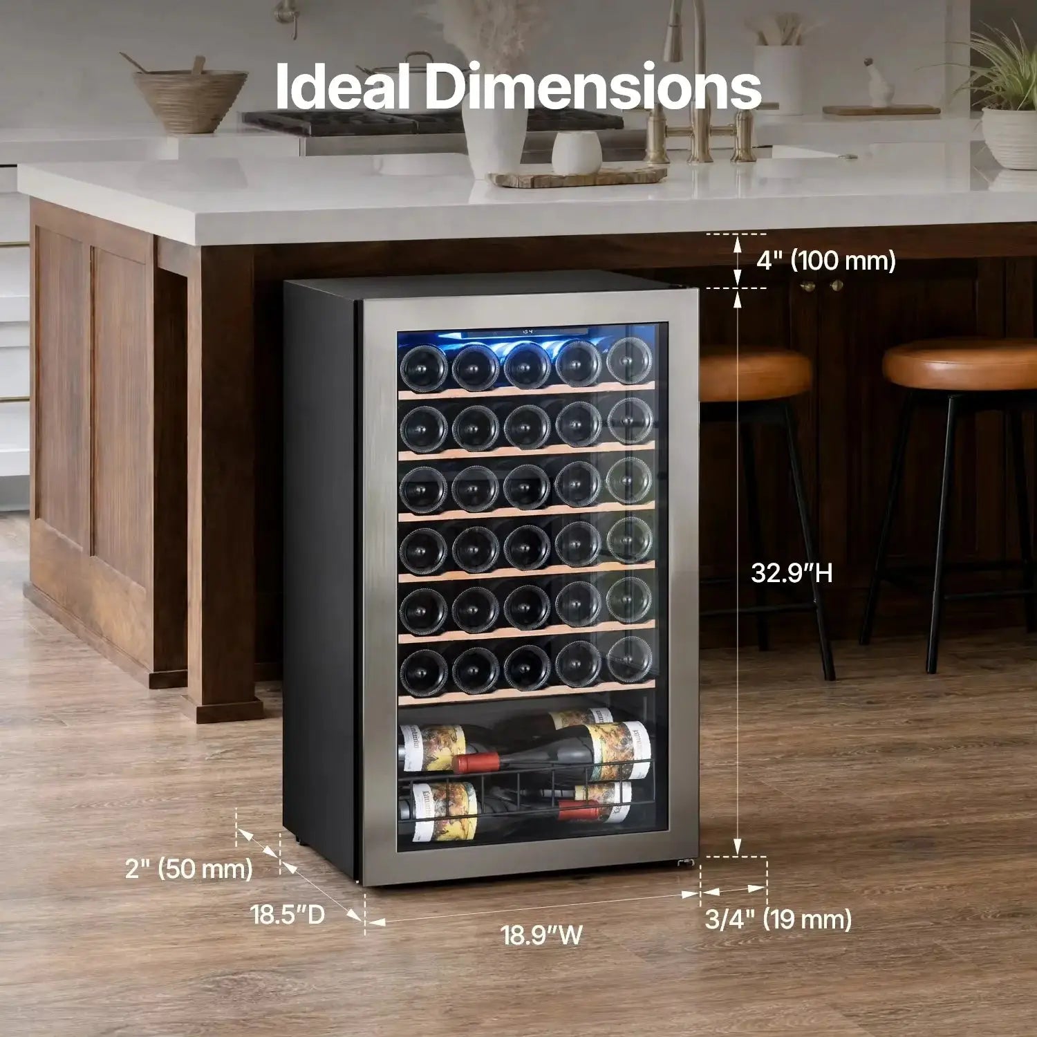 34 Bottle 95L Wine Cooler Refrigerator Quiet Freestanding Wine Fridge for Home/Office from PriceLows™