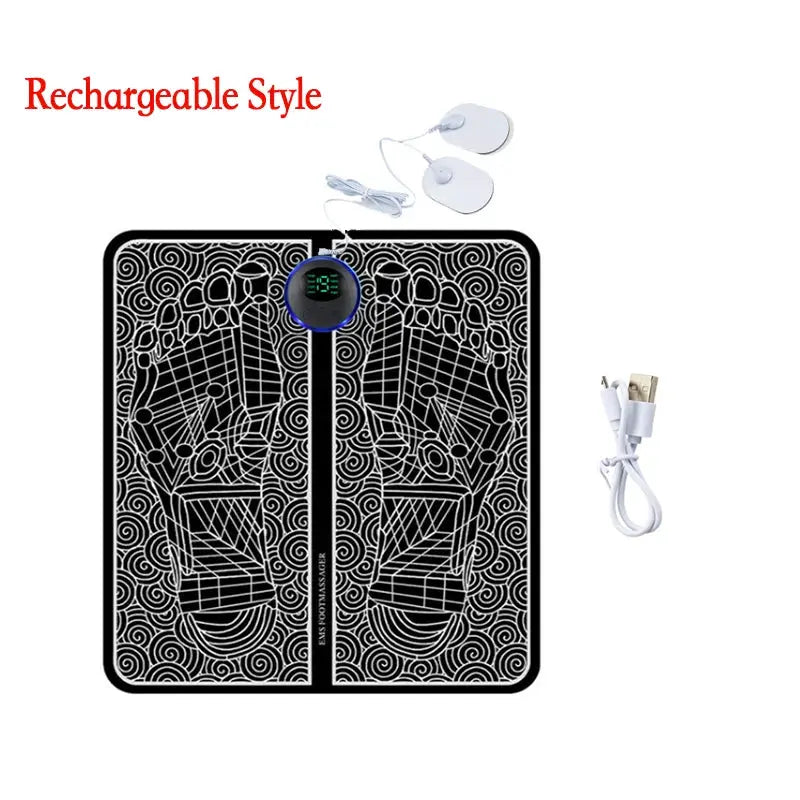 EMS Foot Massager Mat | 8 Modes 19 Levels | Rechargeable USB | Remote Controlled