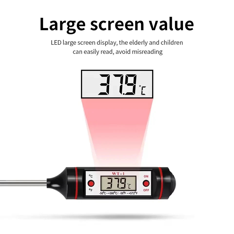 Digital Kitchen Thermometer | Stainless Probe | Meat And Oven Use | One Size
