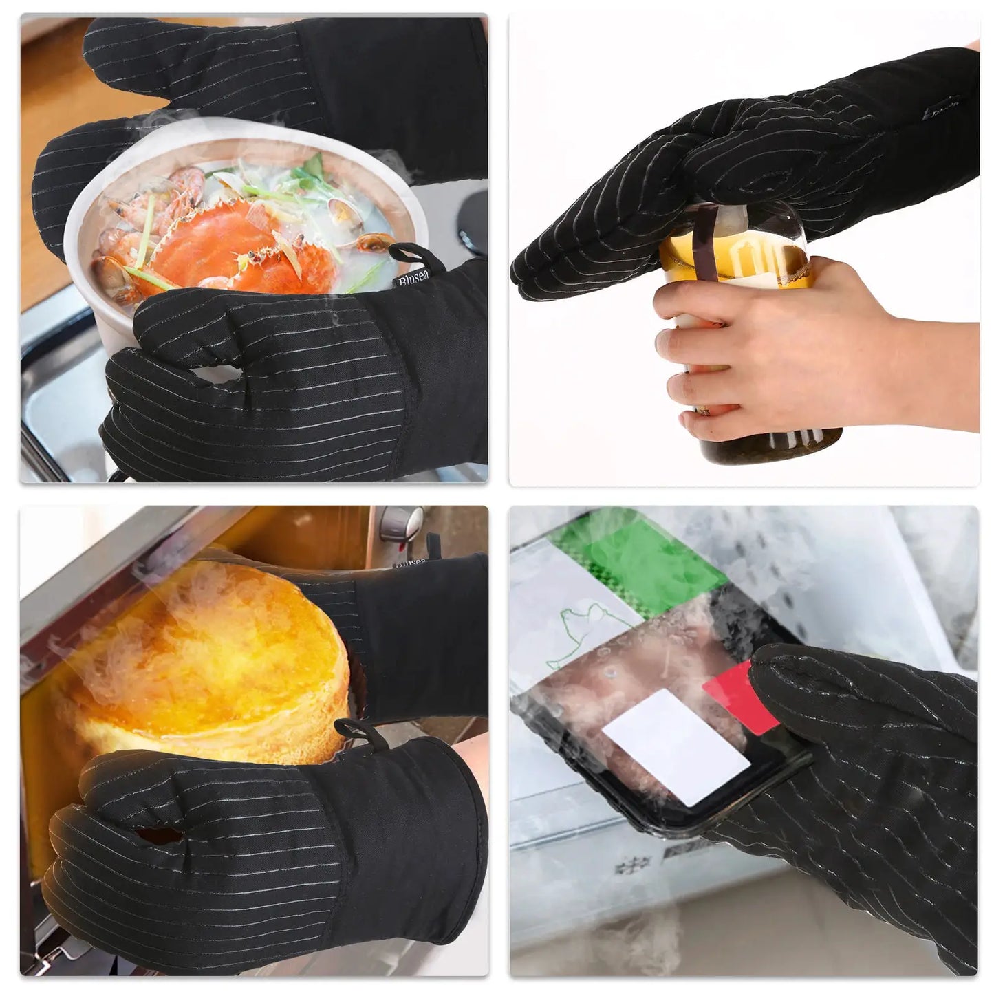 Oven Mitts | Cotton Silicone | Heat Resistant Non-Slip | 1 Pair