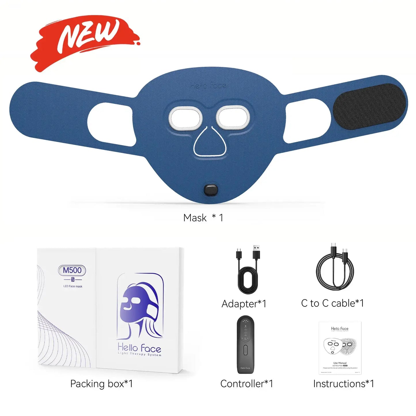 Hello Face 510K Wireless Near-Infrared and Red Light Therapy Facial Mask For Powerful Anti-ageing Professional Ultra-light Mask from PriceLows™