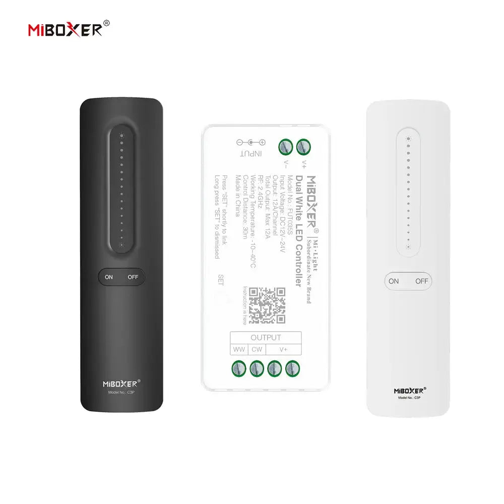 MiBoxer DC12~24V FUT035S+C1 C3 C3P 2.4GHzRF Wireless Dual White 12A/Channel LED Controller For CCT COB/Led Strip Light from PriceLows™