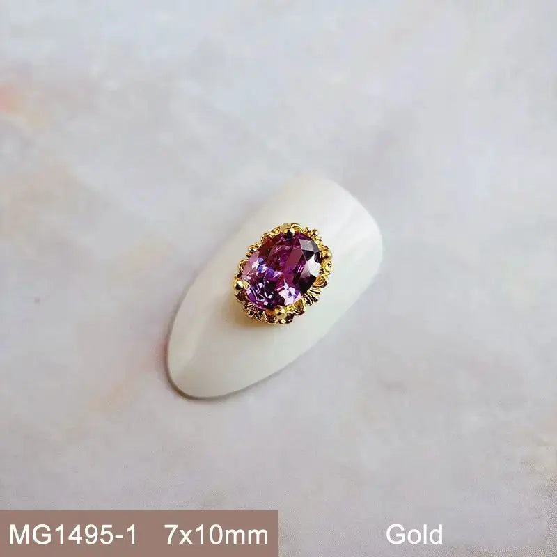 10pcs Pink Black Blue Oval Drop Round Zircon Bright Silver Nails Jewelry Decorations Nail Art Accessories Charms Parts Supplies from PriceLows™