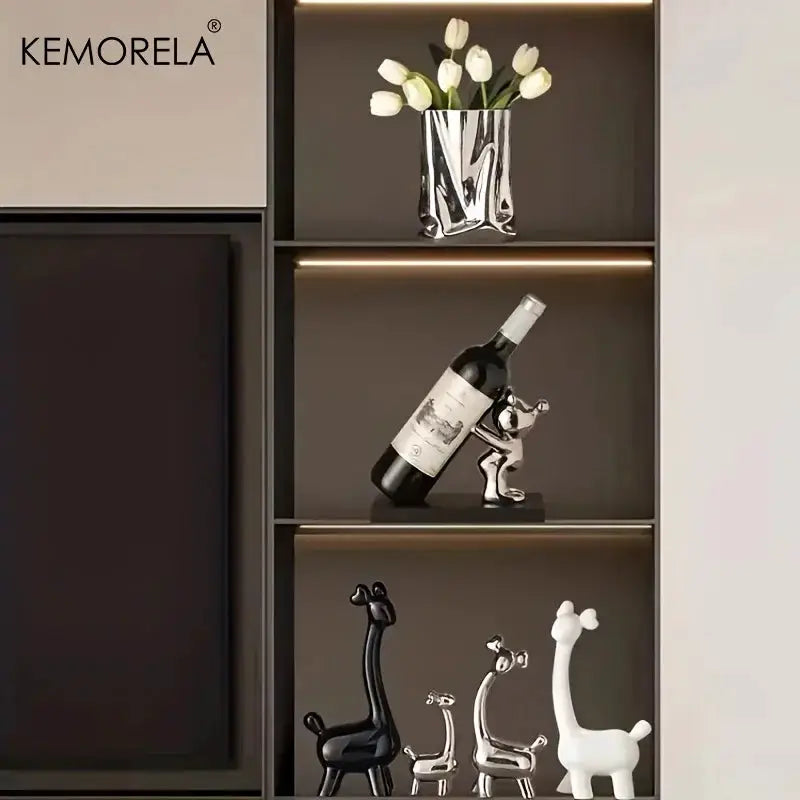1/2 PCS Creative Wine Rack Ceramic Cartoon Decoration Living Room Home Decoration Cute Storage Rack Home Kitchen Bar Decoration from PriceLows™