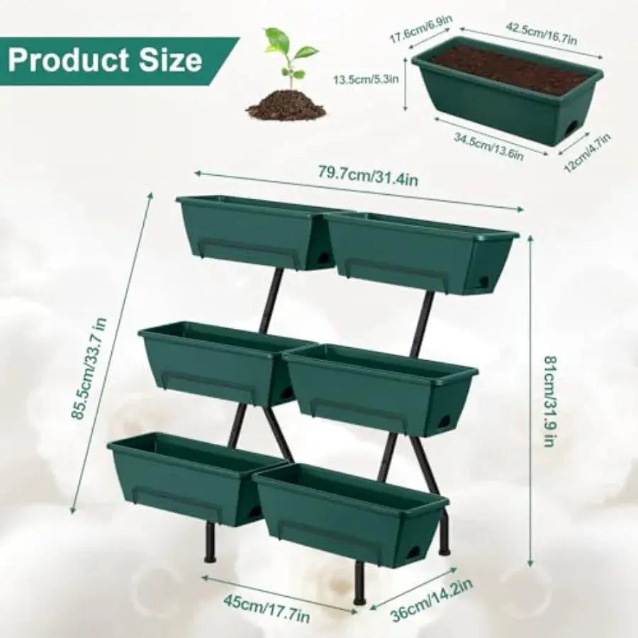 2 Column Vertical Raised Garden Beds 6 Planter Boxes Standing Garden Bed Outdoor/Indoor Herb Garden Tie Planter with Drainage H from PriceLows™
