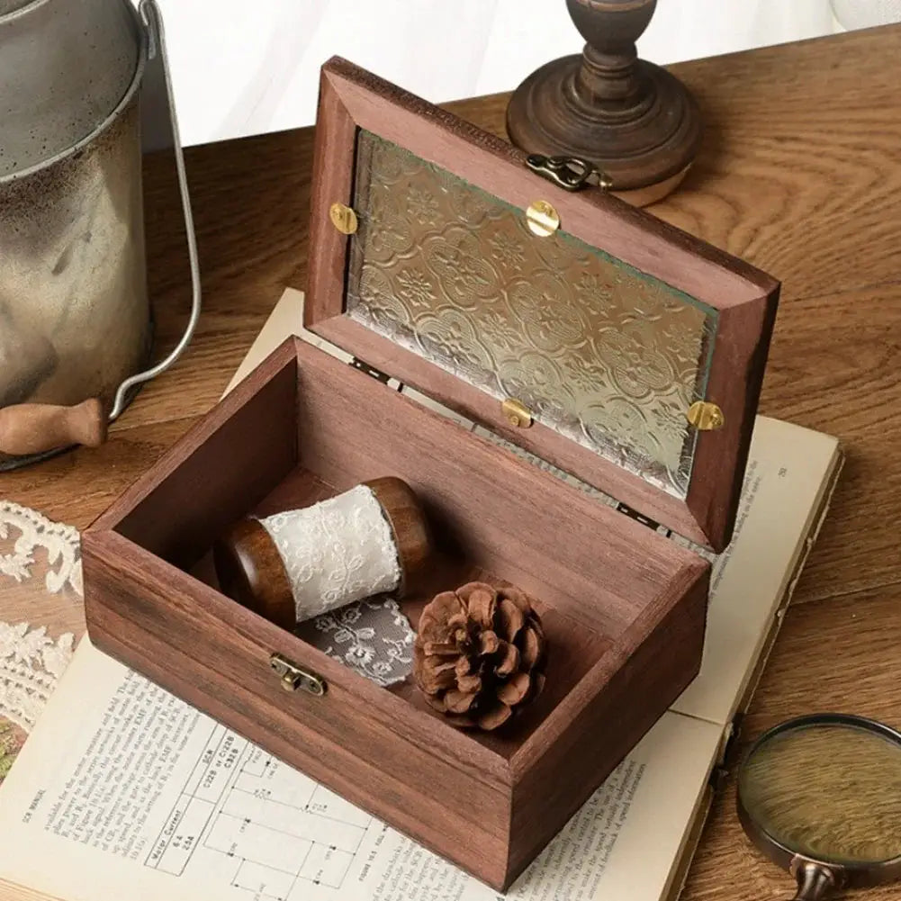Retro Wooden Storage Box Plain Wood With Lid Multifunction Hinged Boxes Gift Packing Jewelry Case Box Home Sundries Storage Box/ from PriceLows™