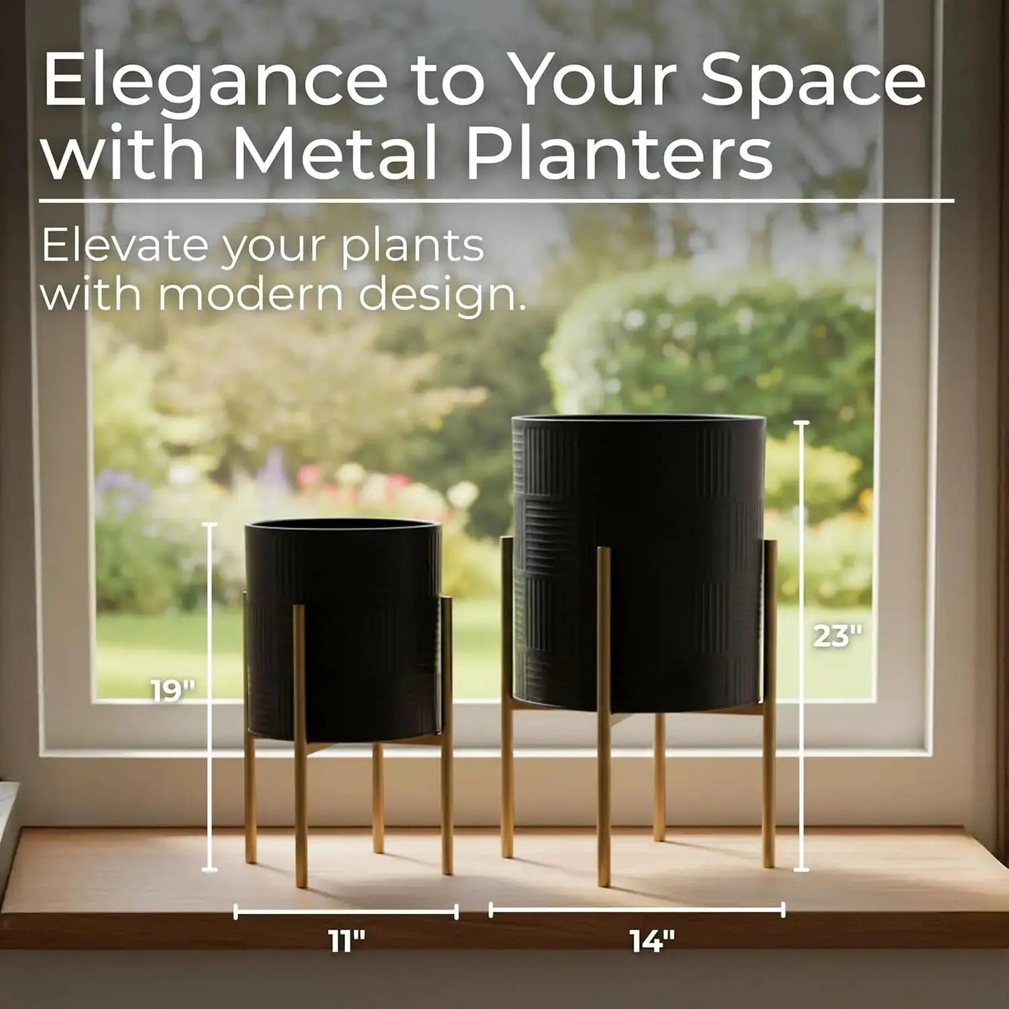 Decorative Flower Pots with Metal Stand for Home Decor - Modern Planters for Hallway, Entryway, and Living Room Decor - from PriceLows™