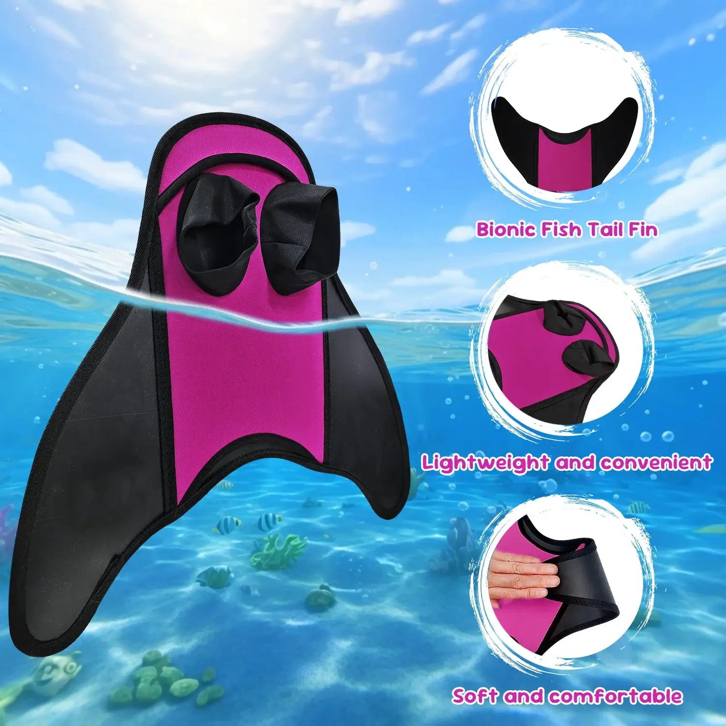 Children's Mermaid Fins Lightweight Snorkelling Tail Fins Suitable for Beginners Kid Winter Holiday Indoor Swimming Freediving from PriceLows™
