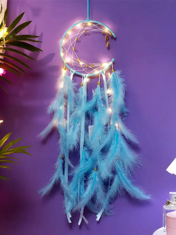 Moon Dream Catcher Feather Wind Chimes Hand-woven Wall Bedroom Hanging Ornaments Birthday Festival Gifts Home Decoration Crafts from PriceLows™