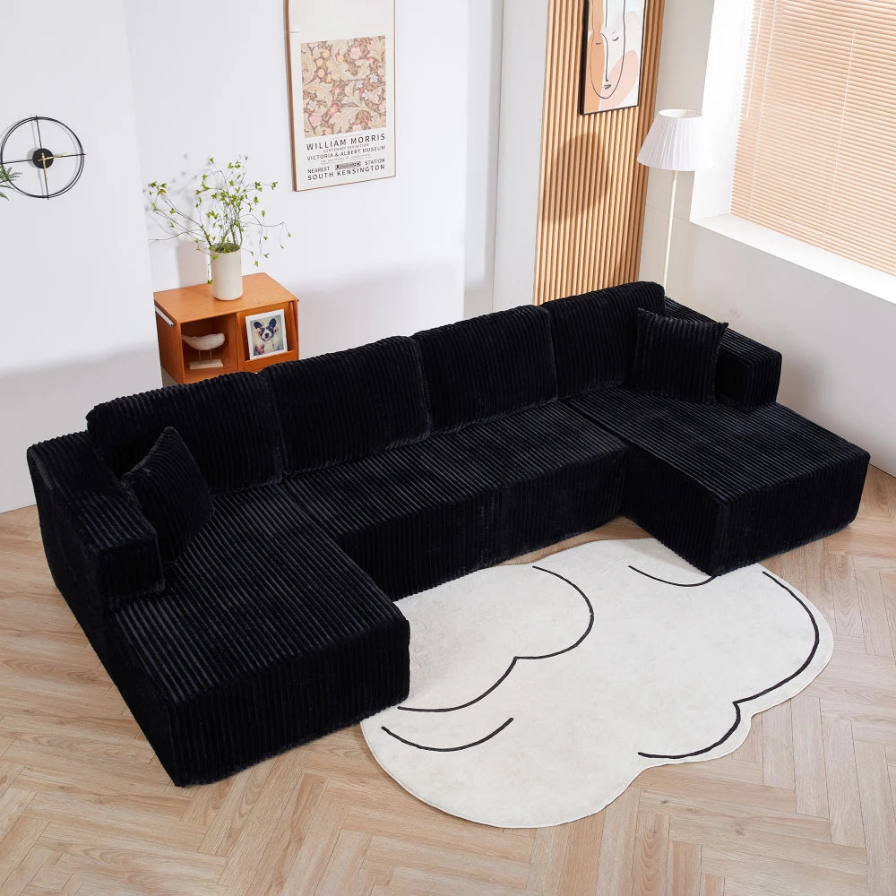 U Shape Modular Sectional Sofa | Corduroy | Sleeper Sofa | Width 2000-2400mm