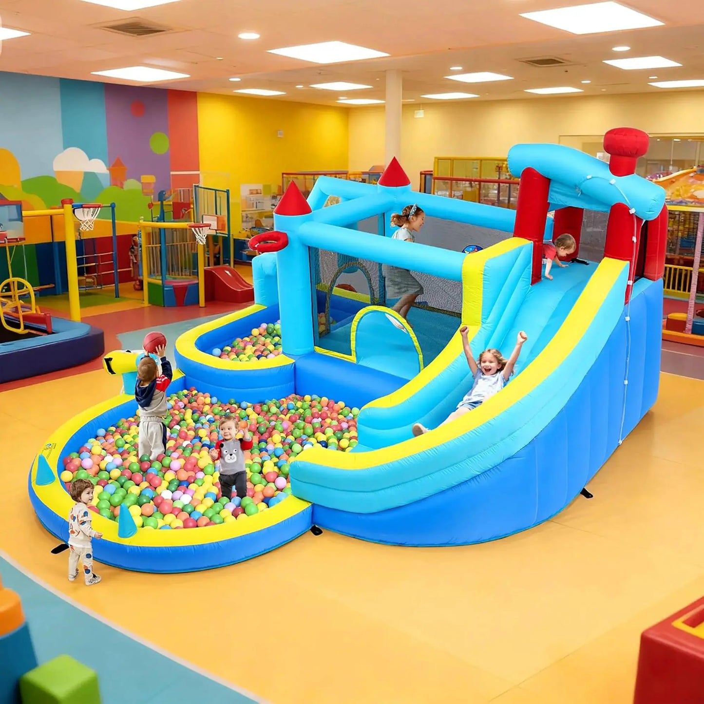 Inflatable Bounce House With Blower Wet Dry Water Slide Kids Jumping Castle Splash Pool Climbing Wall For Indoor Outdoor from PriceLows™