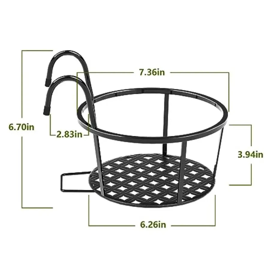 Iron Hanging Plant Holder Over The Rail Metal Fence Planters, Hanging Bucket Flower Pot Holder for Patio Balcony Outdoor Plants from PriceLows™